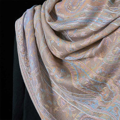 Buddha Stones Spring Cashew Flower Leaves Vines Geometric Pattern Tassel Soft Scarf Shawl - image 14