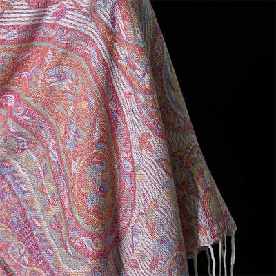 Buddha Stones Spring Cashew Flower Leaves Vines Geometric Pattern Tassel Soft Scarf Shawl - image 20