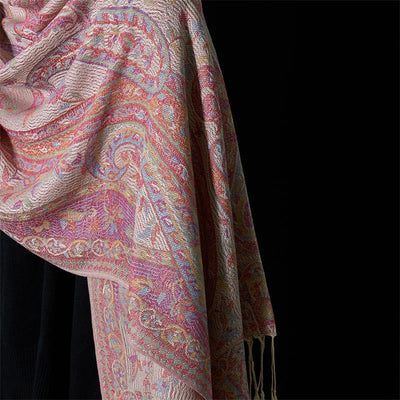 Buddha Stones Spring Cashew Flower Leaves Vines Geometric Pattern Tassel Soft Scarf Shawl - image 3