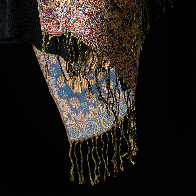Buddha Stones Spring Cashew Floral Geometry Pattern Tassel Cozy Scarf Shawl - image 11
