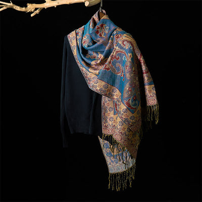 Buddha Stones Spring Cashew Floral Geometry Pattern Tassel Cozy Scarf Shawl - image 8