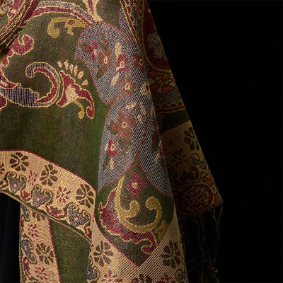 Buddha Stones Spring Cashew Flowers Circular Geometry Pattern Tassel Cozy Scarf Shawl - image 4