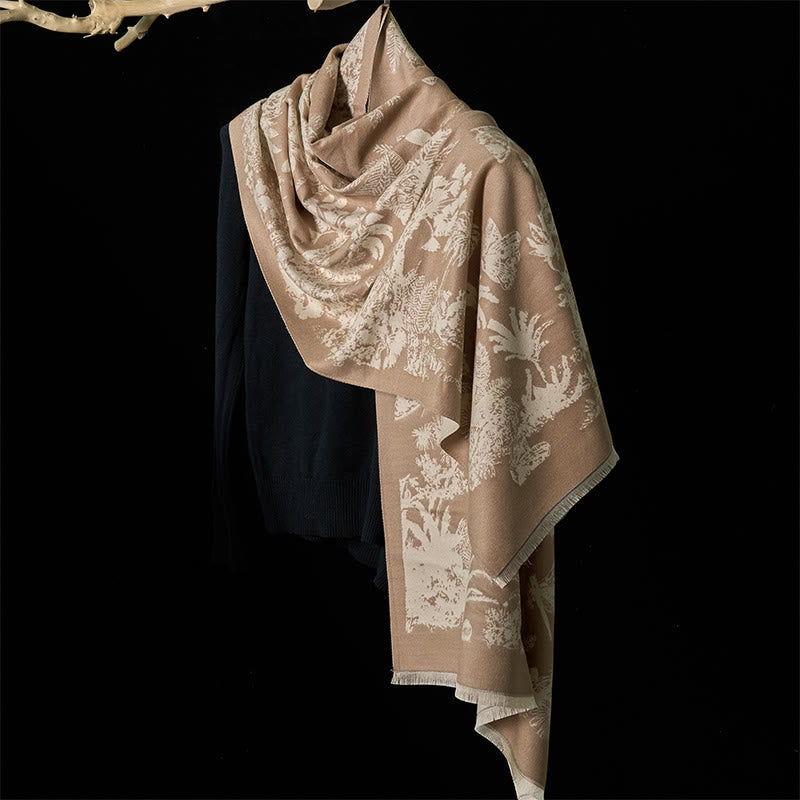 Buddha Stones Winter Coconut Tree Animals Pattern Tassel Cozy Scarf Shawl - image 2