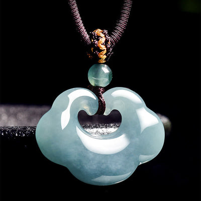 Buddha Stones Auspicious Ruyi Jade Luck Necklace String Pendant - image 1