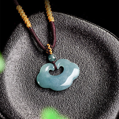Buddha Stones Auspicious Ruyi Jade Luck Necklace String Pendant - image 2