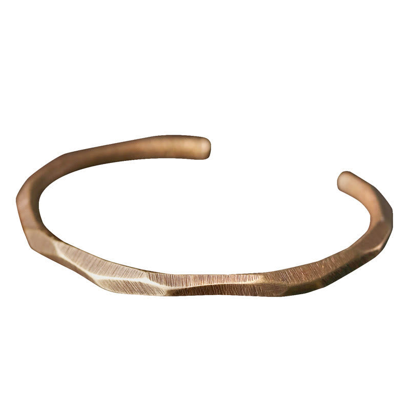 Buddha Stones Copper Brass Hand Polishing Open Self Care Bracelet Bangle - image 8