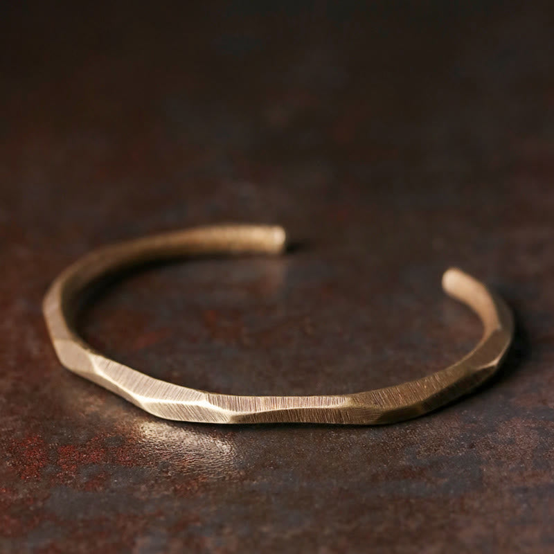 Buddha Stones Copper Brass Hand Polishing Open Self Care Bracelet Bangle - 63 mm - image 0