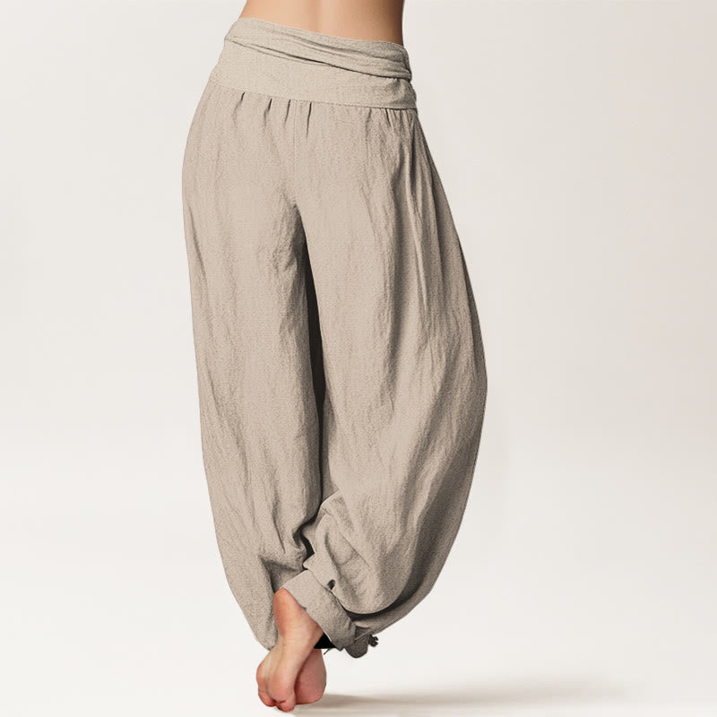 Buddha Stones Seven Chakras Print Pattern Women's Elastic Waist Harem Pure Cotton Pants - image 13