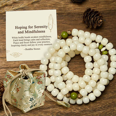 Buddha Stones "Hoping for Serenity and Mindfulness" Bodhi Lotus Mala Includes Gift Message Card - 8*10mm - Deluxe Gift Bag (+$12.59) - image 9