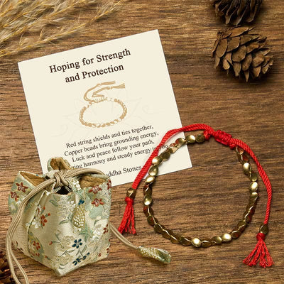 Buddha Stones "Hoping for Strength and Protection" Copper Beads Bracelet Includes Gift Message Card - Red rope - Deluxe Gift Bag (+$12.59) - image 4