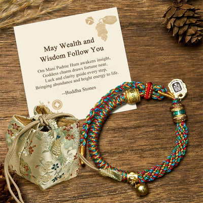 Buddha Stones "May Wealth and Wisdom Follow You" String Bracelet Includes Gift Message Card - Multicolored(Wrist Circumference 14-20cm) - Deluxe Gift Bag (+$12.59) - image 4