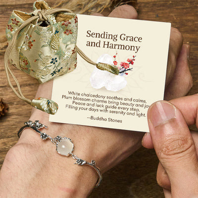 Buddha Stones "Sending Grace and Harmony"Plum Blossom Chalcedony Bracelet Includes Gift Message Card - Chalcedony(Positive♥Harmony) - Deluxe Gift Bag (+$12.59) - image 7