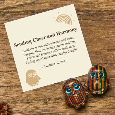 Buddha Stones "Sending Cheer and Harmony" 2Pcs Mini Penguin Decoration Includes Gift Message Card - 2Pcs Penguin 28*26mm - Standard Gift Box - image 0