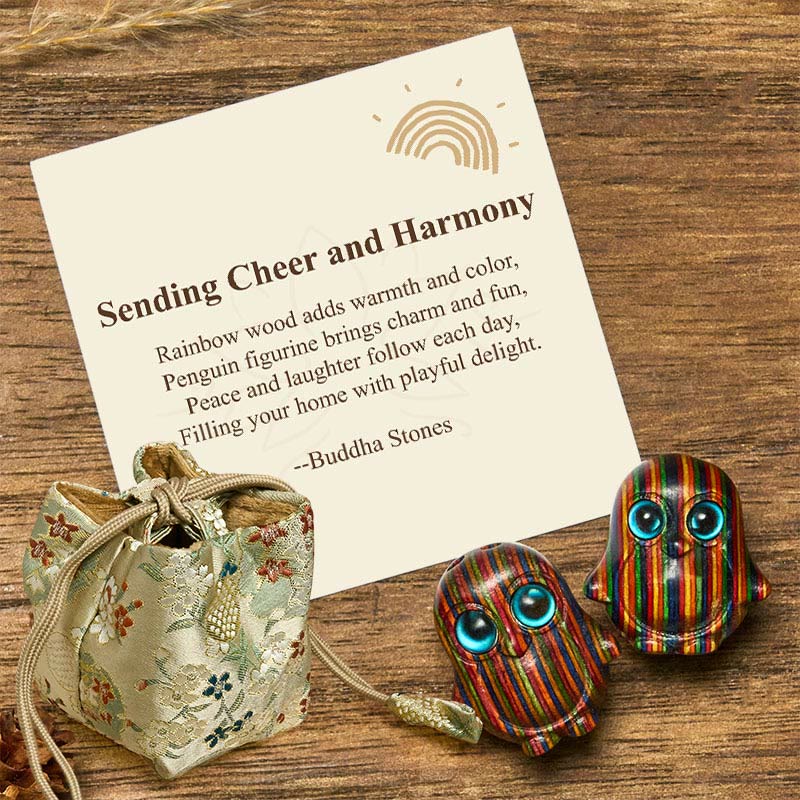 Buddha Stones "Sending Cheer and Harmony" 2Pcs Mini Penguin Decoration Includes Gift Message Card - 2Pcs Penguin 28*26mm - Deluxe Gift Bag (+$12.59) - image 6