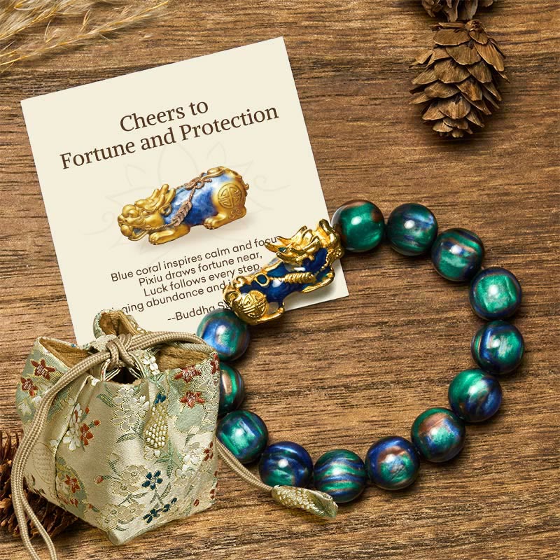 Buddha Stones "Cheers to Fortune and Protection" PiXiu Bracelet Includes Gift Message Card - Green Sea Willow(Wrist Circumference 15-18cm) - Deluxe Gift Bag (+$12.59) - image 14