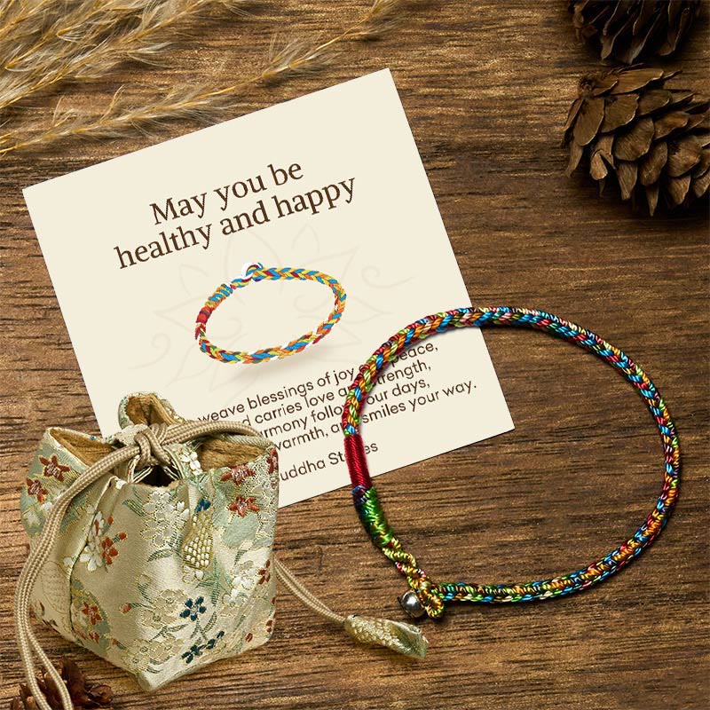 Buddha Stones "May you be healthy and happy" Lucky Multicolored Bracelet Includes Gift Message Card - 16cm - 925 Silver Buckle - Deluxe Gift Bag (+$12.59) - image 8