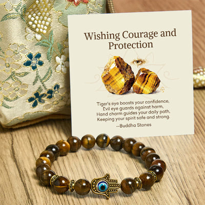 Buddha Stones "Wishing Courage and Protection" Tiger Eye Bracelet Includes Gift Message Card - image 6