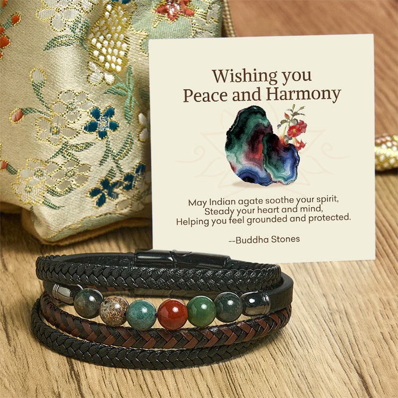 Buddha Stones "Wishing You Peace and Harmony" Indian Agate Bracelet Includes Gift Message Card - image 6
