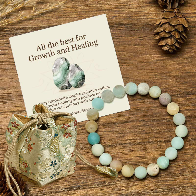 Buddha Stones "All the Best for Love and Harmony" Stone Quartz Bracelet Includes Gift Message Card - 8mm - Amazonite - Deluxe Gift Bag (+$12.59) - image 41