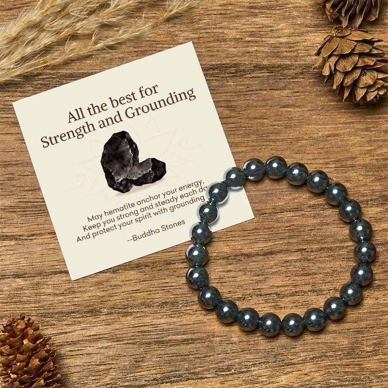 Buddha Stones "All the Best for Love and Harmony" Stone Quartz Bracelet Includes Gift Message Card - 8mm - Hematite - Standard Gift Box - image 74