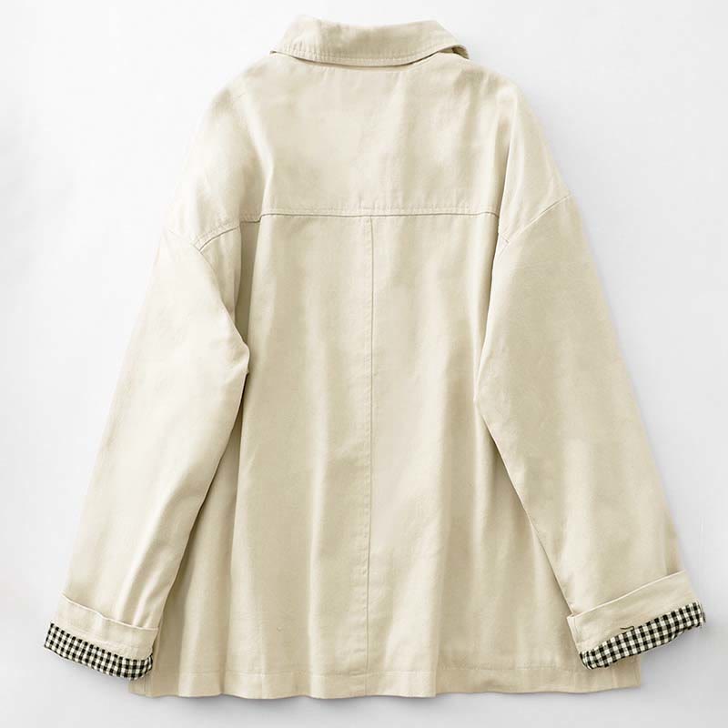 Buddha Stones Commute Patchwork Design Cotton Women's Jacket With Pockets - image 7
