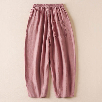 Buddha Stones Summer Small Flower Embroidery  Harem Pants With Pockets - image 11