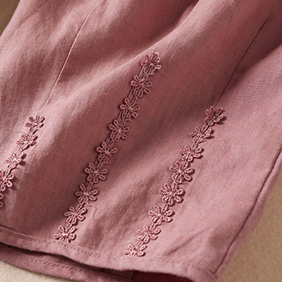 Buddha Stones Summer Small Flower Embroidery  Harem Pants With Pockets - image 15