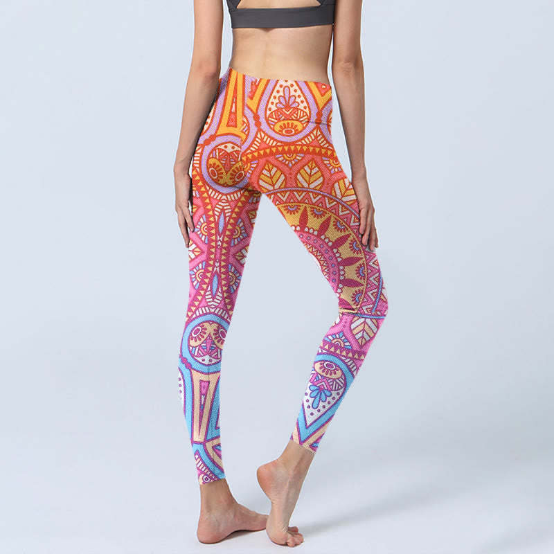 Buddha Stones Colorful Mandala Pattern Gym Leggings Women's Yoga Pants - image 3