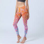 Foviel Buntes Mandala Muster Gym Leggings Damen Yoga Hose