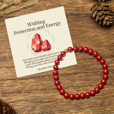 Buddha Stones "Wishing Protection and Energy" Cinnabar Bracelet Includes Gift Message Card - 6mm Imperial Cinnabar&4mm 925 Sterling Silver - Standard Gift Box - image 17