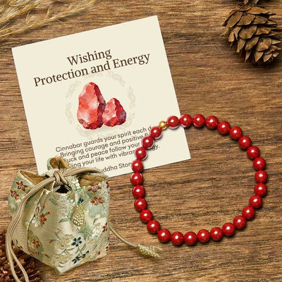 Buddha Stones "Wishing Protection and Energy" Cinnabar Bracelet Includes Gift Message Card - 6mm Imperial Cinnabar&4mm 925 Sterling Silver - Deluxe Gift Bag (+$12.59) - image 19