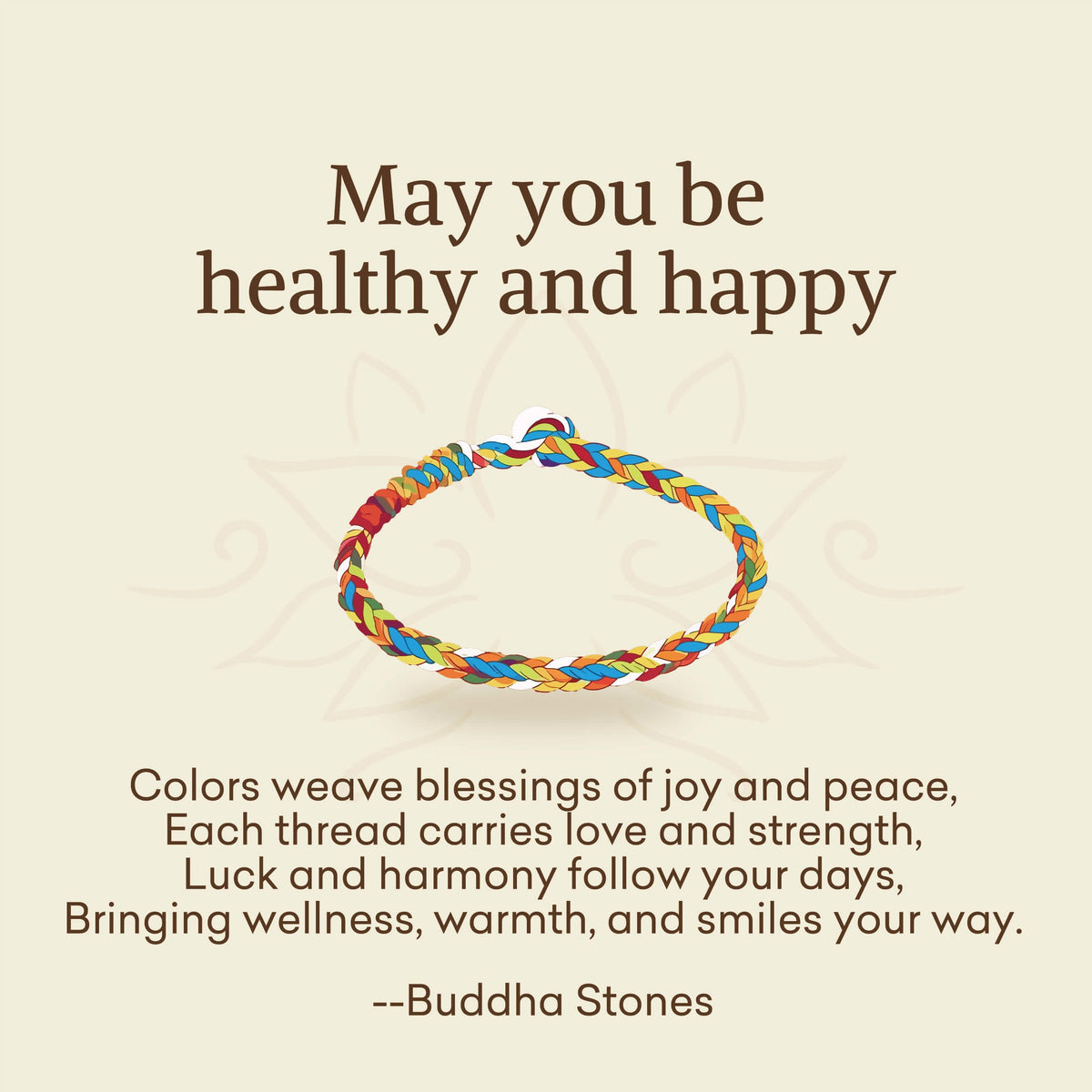 Buddha Stones "May you be healthy and happy" Lucky Multicolored Bracelet Includes Gift Message Card - image 2