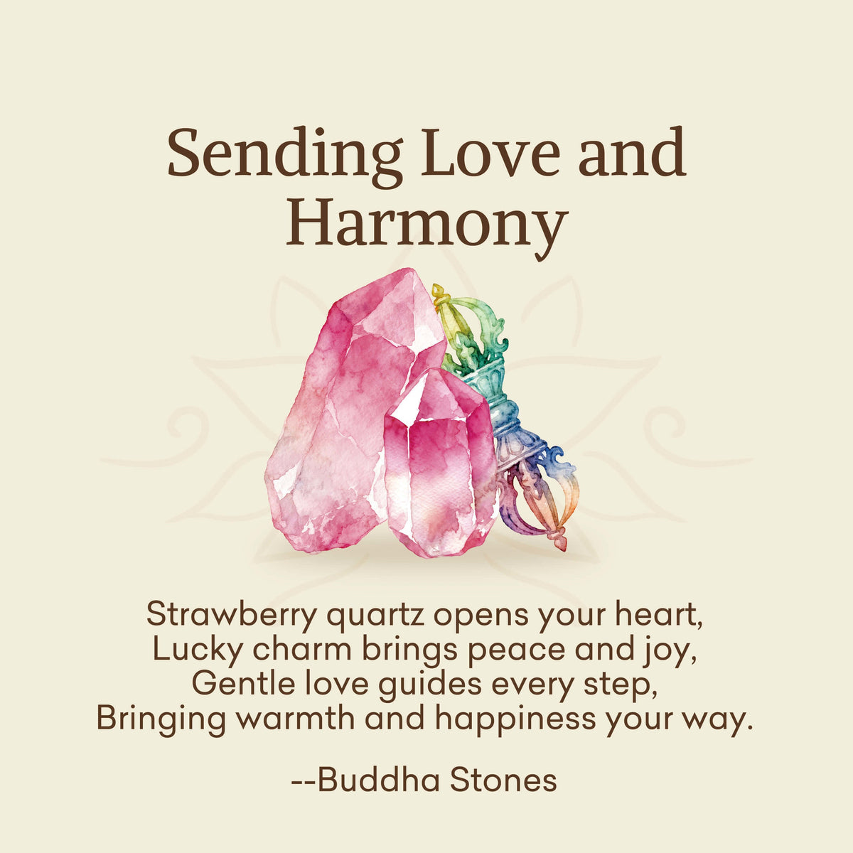 Buddha Stones "Sending Love and Harmony"Strawberry Quartz Bracelet Includes Gift Message Card - image 2