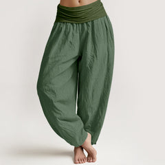 Buddha Stones SeaGreen Women's Pure Cotton Elastic Waist Harem  Pants - SeaGreen - US16，UK/AU20，EU48 (3XL) - image 0