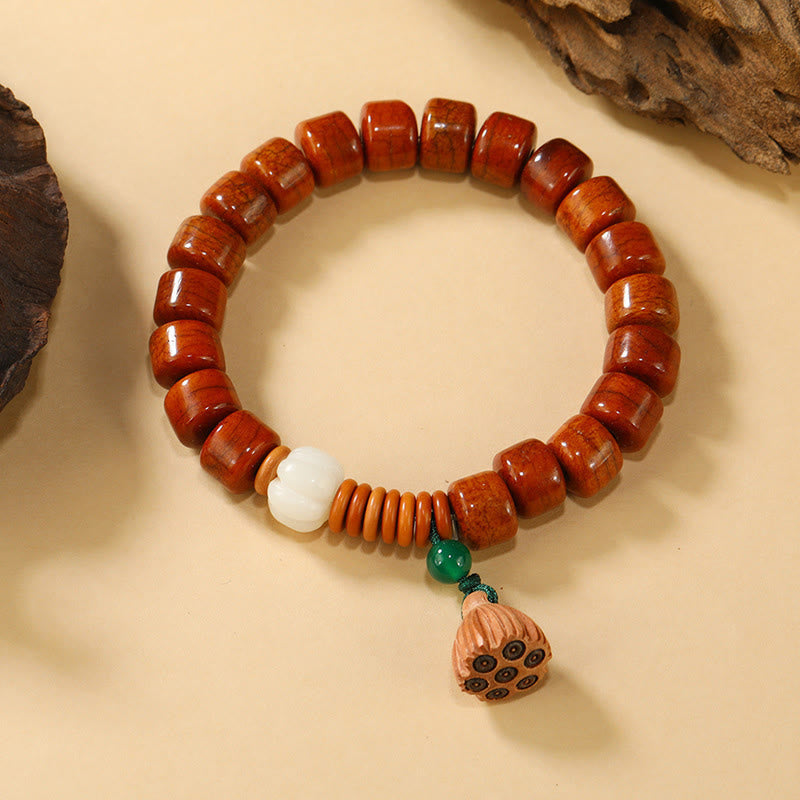 Buddha Stones Bone Beads Lotus Peace Buckle Design Enlightenment Bracelet - Bone Beads & Lotus(Wrist Circumference: 15cm-16cm) - image 5