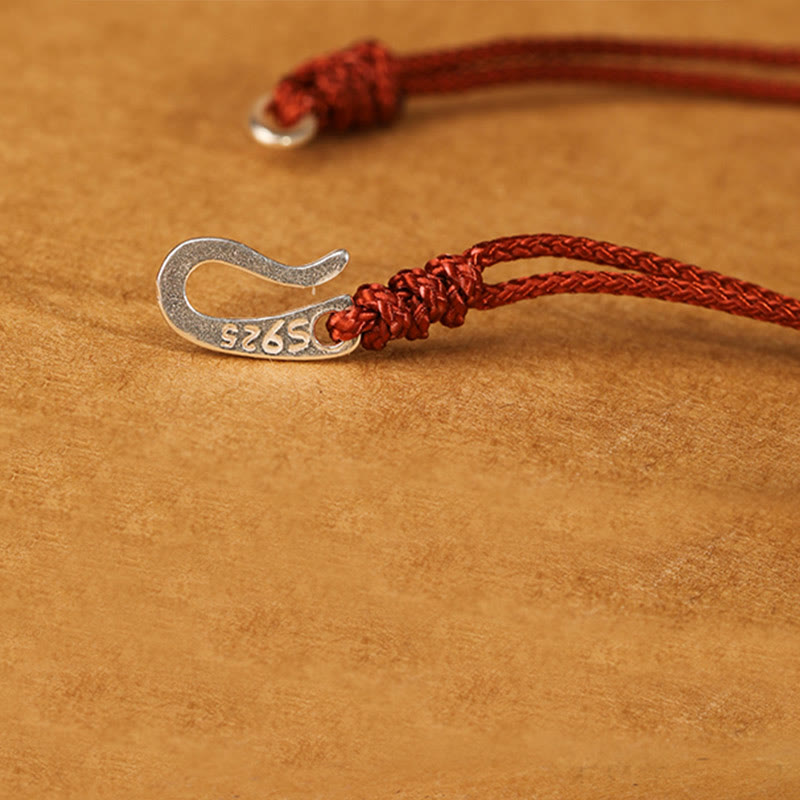 Buddha Stones 925 Sterling Silver Hook Design Red String Strength Colorful Bracelet - image 14