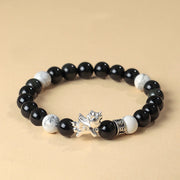 Foviel 999 Sterling Silver Year Of The Horse Natural Black Obsidian Bodhi Seed Strength Bracelet
