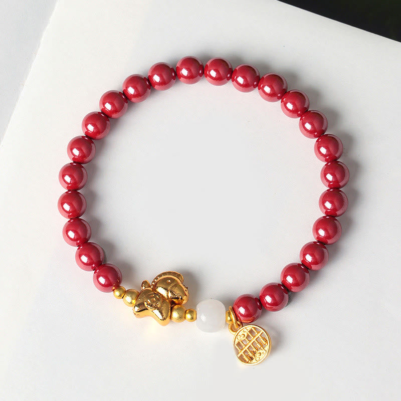 Buddha Stones Year Of The Horse Natural Cinnabar Hetian Jade Concentration Bracelet - image 4