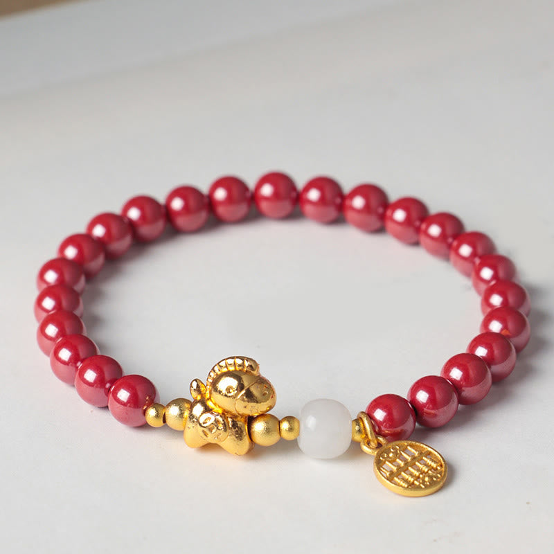 Buddha Stones Year Of The Horse Natural Cinnabar Hetian Jade Concentration Bracelet - image 3