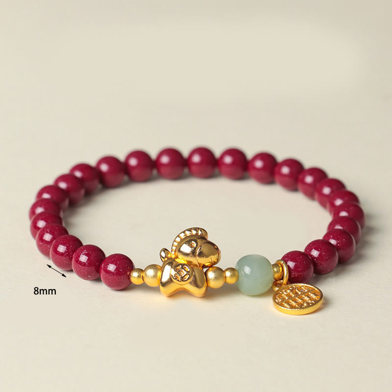 Buddha Stones Year Of The Horse Natural Cinnabar Hetian Jade Concentration Bracelet - image 8