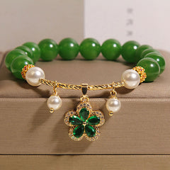 Buddha Stones Green Jasper Pearl Flower Balance Bracelet - Green Jasper(Wrist Circumference:15-17cm) - image 0