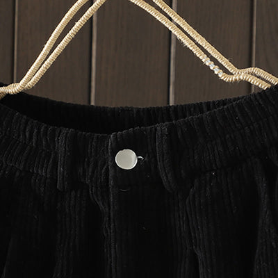 Buddha Stones Women's Winter Plain Corduroy  High Waist Fleece-Lined Harem Pants With Pockets - image 13