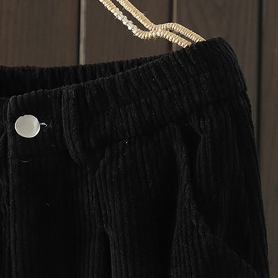 Buddha Stones Women's Winter Plain Corduroy  High Waist Fleece-Lined Harem Pants With Pockets - image 14
