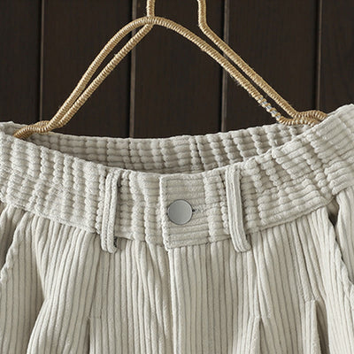 Buddha Stones Women's Winter Plain Corduroy  High Waist Fleece-Lined Harem Pants With Pockets - image 3