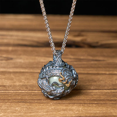 Buddha Stones Copper Dragon Surrounding Bead Strength Pendant Necklace - Dragon & Keel Chain - image 9