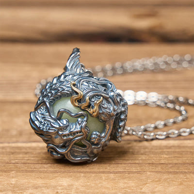 Buddha Stones Copper Dragon Surrounding Bead Strength Pendant Necklace - image 3