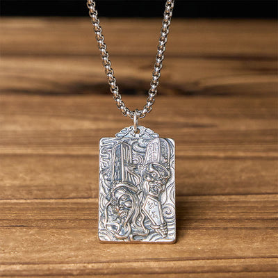 Buddha Stones Copper Black White Impermanence Pattern Balance Pendant Necklace - Black & White Impermanence & Twist Chain - image 6