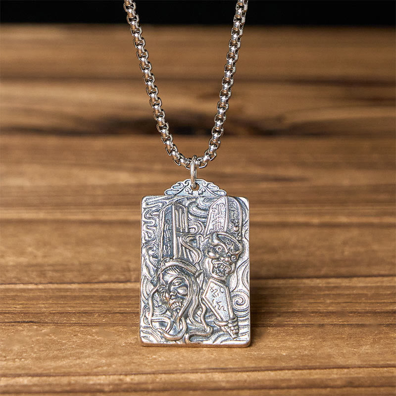 Buddha Stones Copper Black White Impermanence Pattern Balance Pendant Necklace - Black & White Impermanence & Twist Chain - image 6