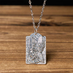 Buddha Stones Copper Black White Impermanence Pattern Balance Pendant Necklace - Black & White Impermanence & Cross Chain - image 0