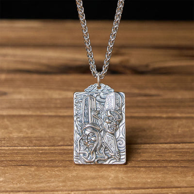 Buddha Stones Copper Black White Impermanence Pattern Balance Pendant Necklace - Black & White Impermanence & Keel Chain - image 8